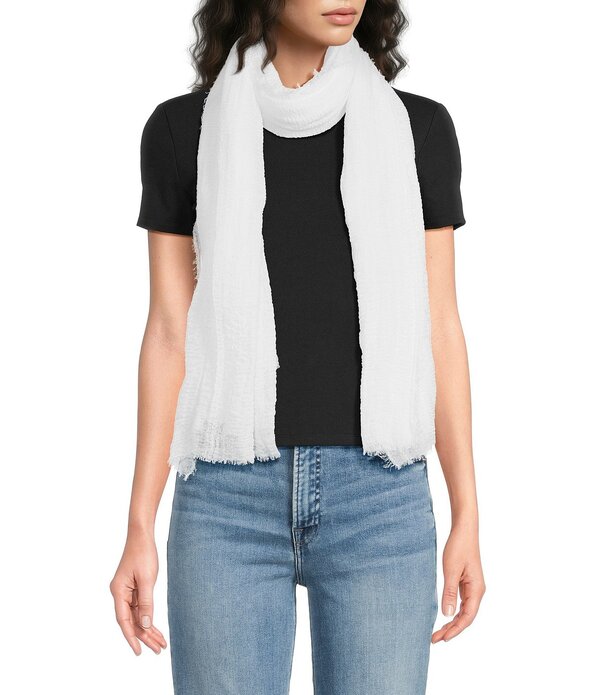 アンナ\u0026アヴァ レディース 付属物 マフラー・ストール・スカーフリンジ Anna \u0026 Ava Gauze Selfringe Scarf Wrap White 白いこと