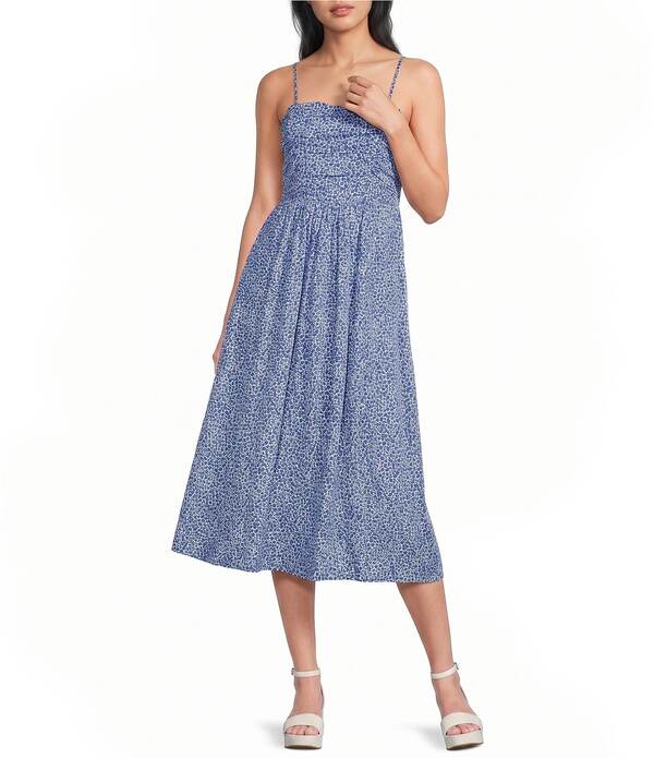 カッパーキー レディース トップス ワンピース ギャザー ミディ ノースリーブ Copper Key Ruched Sleeveless Blue Midi Dress Royal Blue ブルー｜ReVida 店