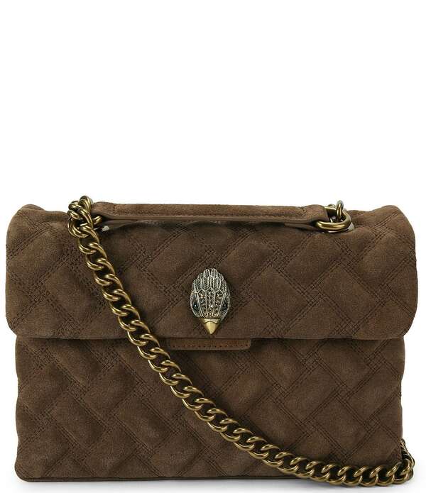 カートジェイガーロンドン レディース バッグ スエード Kurt Geiger London Suede Kensington Crossbody Shoulder Bag Brown ブラウン｜ReVida 店