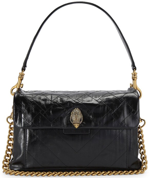 カートジェイガーロンドン レディース バッグ キルティング レザー Kurt Geiger London Celia Crinkleather Overstich Quilted Shoulder Bag Black ブラック|ReVida 店
