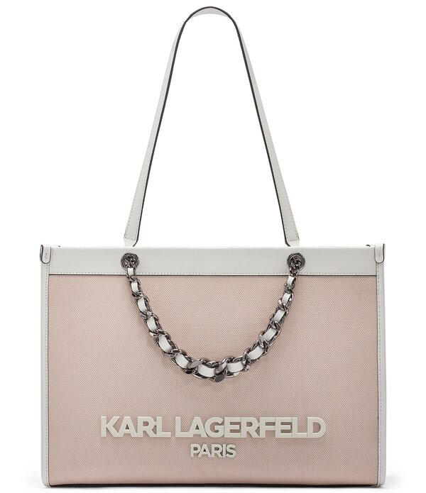 カール ラガーフェルド レディース バッグ KARLAGERFELD PARISavoie Chain Canvas Handle Tote Bag Pink ピンク|ReVida 店