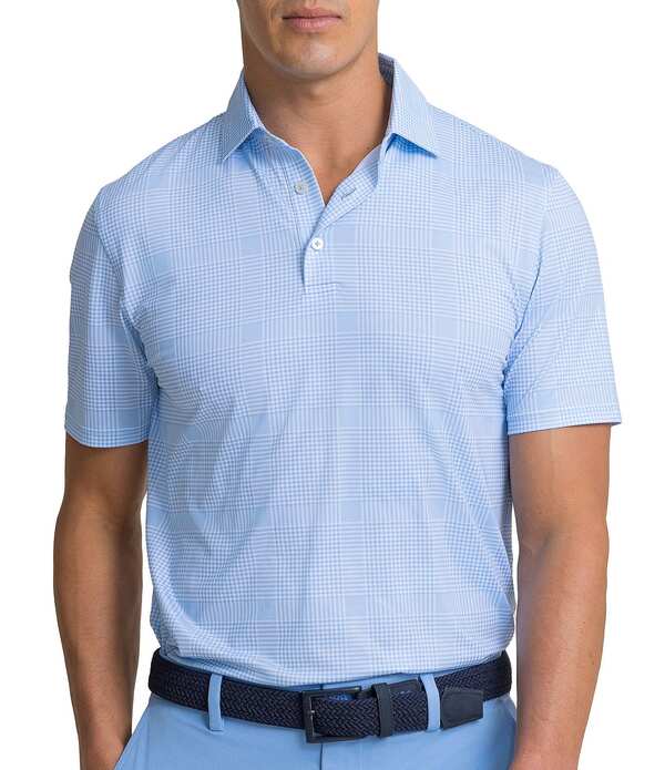 サウザーンタイド メンズ トップス プルオーバー 刷り上げる Southern Tide Driver Coral Key Plaid Printed Short Sleeve Polo Shirt Ocean Channel コーラル