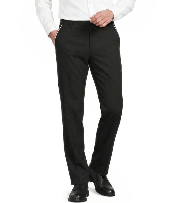 ムラノ メンズ ボトムス 心地よいズボン下 か細い填まる プルオーバー 対比 旗がしら Murano Thevent Capsule Alex Slim Fit Contrast Sateen Suit Separates Dress Pants Black 黒いこと