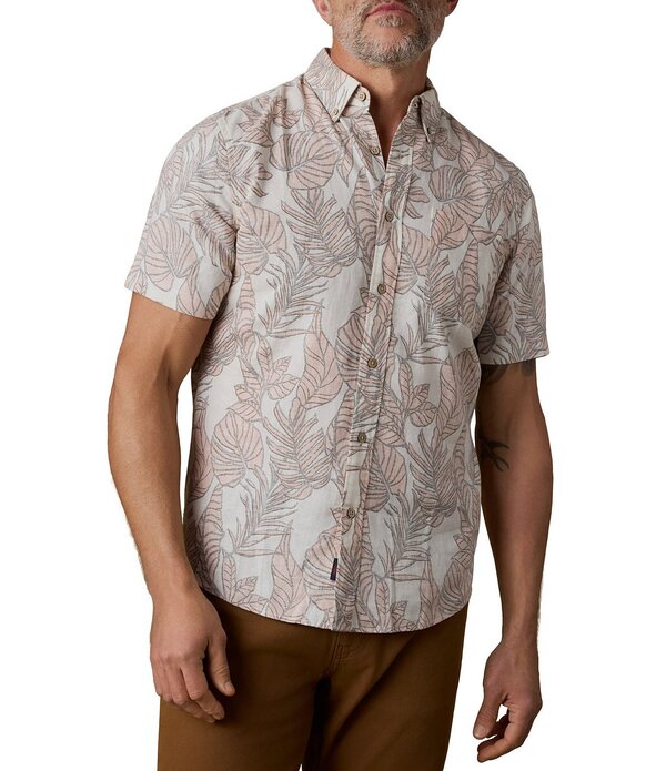 ファレティ メンズ トップス シャツ プリント Faherty Breeze Palm Leaf Print Short Sleeve Woven Shirt Coral Pond Leaves コーラル