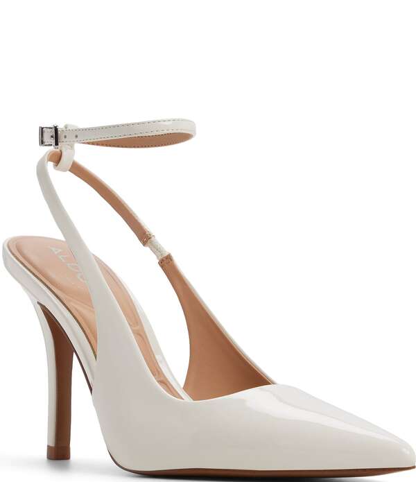 アルド レディース シューズ 踵 アンクル ALDO Nikoletta Patent Slingback Ankle Strapointed Toe Pumpsoft White 白いこと