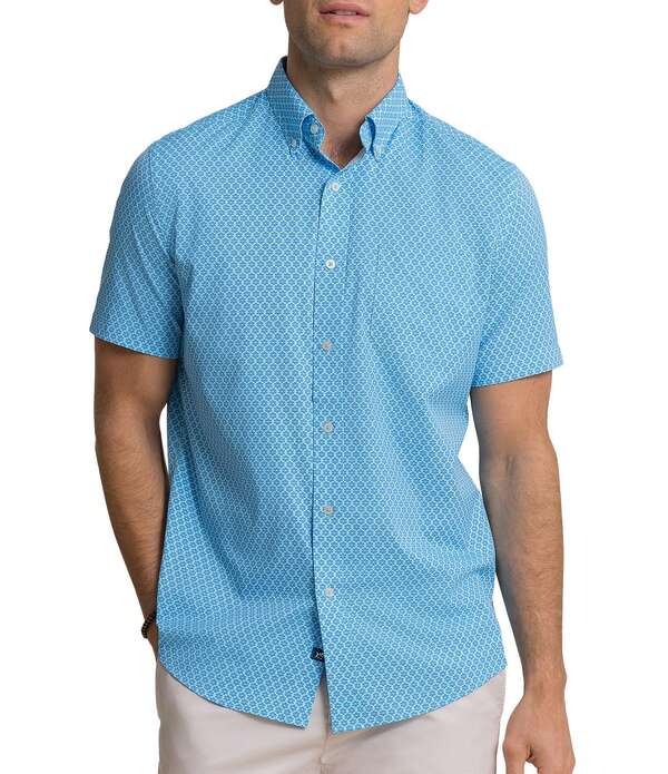 サウザーンタイド メンズ トップス プルオーバー Southern Tide Intercoastal Flower Garden Short Sleeve Woven Shirtropical Breeze Blue 青色 トップス-メンズファッション-カジュアルシャツ