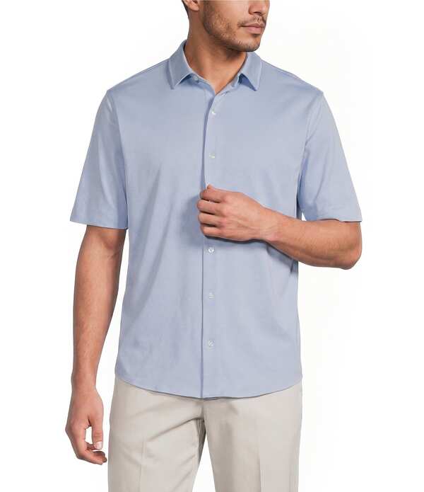 ラウンドトゥリーアンドヨーク メンズ トップス シャツ Roundtree & Yorke TravelSmart Short Sleeve Solid/Non-Solid Button Front Shirt Light Blue ブルー|ReVida 店