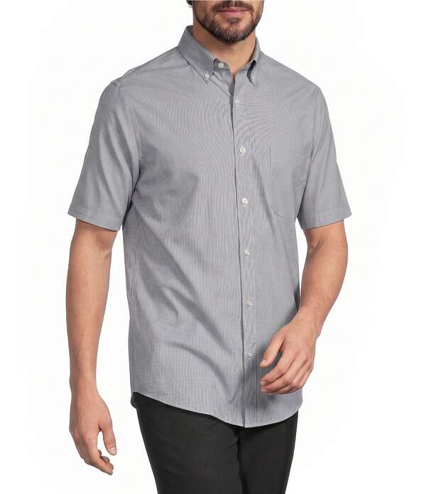 ラウンドトゥリーアンドヨーク メンズ トップス プルオーバー か細い相応う Gold Label Roundtree \u0026 Yorke Slim Fit Non-Iron Short Sleeve Solid Sport Shirt Black 黒いこと トップス-メンズファッション