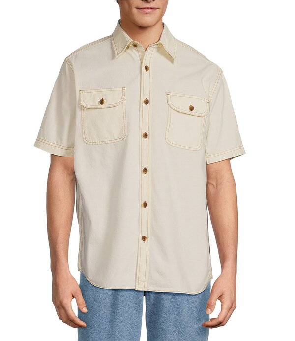 ラウンドトゥリーアンドヨーク メンズ トップス シャツ Roundtree & Yorke Short Sleeve Solid Indigo Sport Shirt Ivory アイボリー|ReVida 店