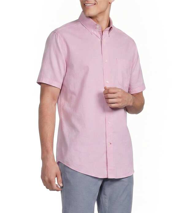 ダニエル クレミュ メンズ トップス プルオーバー オックスフォード Cremieux Blue Label Solid Oxford Short Sleeve Woven Shirt Pink サクラ色 メンズファッション-トップス