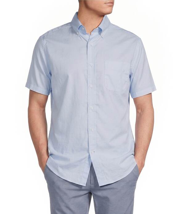 ダニエル クレミュ メンズ トップス シャツ オックスフォード Cremieux Blue Label Solid Oxford Short Sleeve Woven Shirt Windsurf ブルー｜ReVida 店