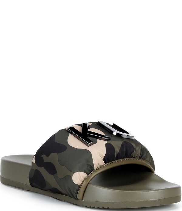 カートジェイガーロンドン メンズ シューズ サンダル Kurt Geiger London Men\u0027s Kurt Camouflage Puff Pool Slide Sandals Dark Green 緑であること