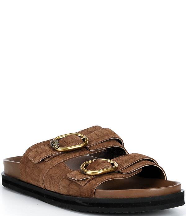 カートジェイガーロンドン メンズ シューズ サンダル スエードクロス Kurt Geiger London Men\u0027s Bancroft Croc Suede Sandals Light/Pastel Brown 赤銅色