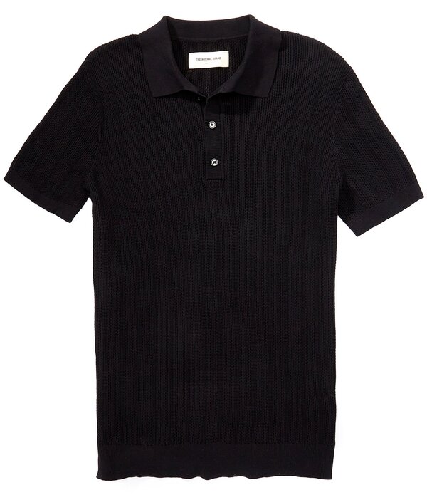 並大抵ブランド名 メンズ トップス プルオーバー The Normal Brand Robles Textured Short Sleeve Polo Shirt Black 黒いこと