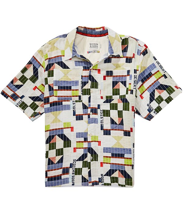 スコッチアンドソーダ メンズ トップス シャツ パッチワーク Scotch \u0026 Soda Patchwork Short Sleeve Woven Shirt Patchwork Jacquard