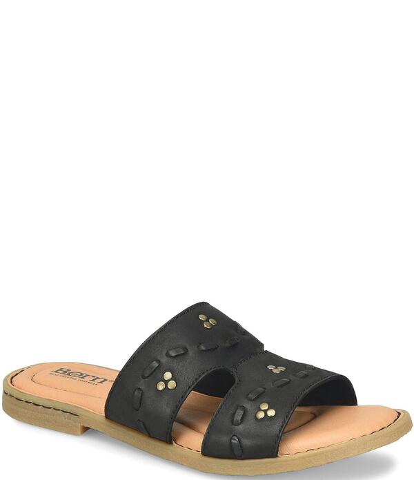 ボーン レディース シューズ パンプス サンダル Born Benita Nubuck Studded Slide Sandals Black 黒いこと