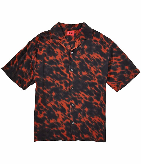 ヒューゴボス メンズ トップス シャツ プリント Hugo Boss Espino Digital Print Short Sleeve Woven Camp Shirt Black Print ブラック