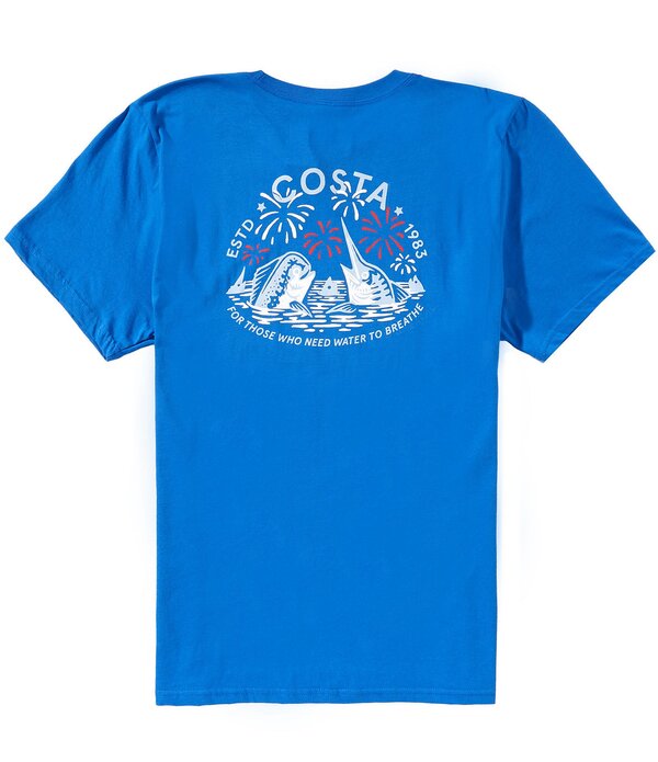 コスタ メンズ トップス プルオーバー Costa Firework Friends Americana Short Sleeve T-Shirt Channel Blue 青色