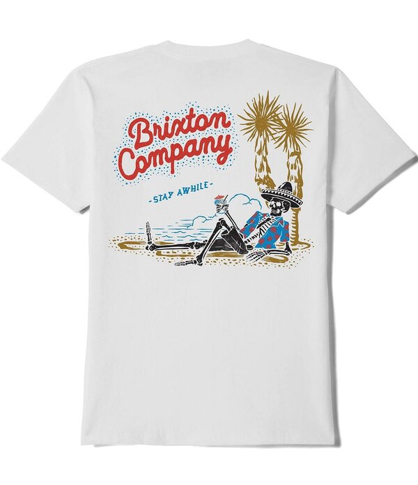 ブリクス英トン メンズ トップス プルオーバー グラフィック Brixton Stay Awhile Tropical Skeleton Character Graphic Short Sleeve T-Shirt White 白いこと