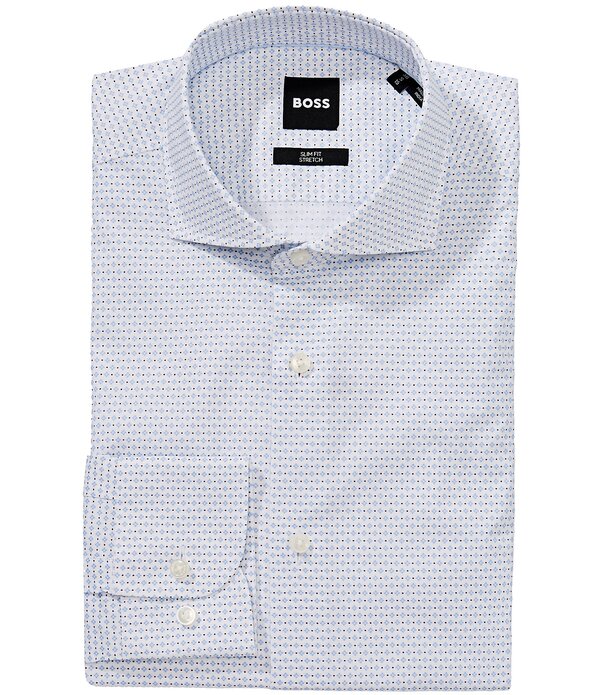 ヒューゴボス メンズ トップス シャツ スリムフィット プリント Hugo Bosslim Fit Performance Spread Collar Geometric Print Dresshirt Light Pastel Blue ブルー