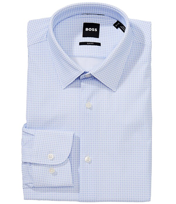 ヒューゴボス メンズ トップス シャツ スリムフィット プリント Hugo Bosslim Fit Performance Spread Collar Printedresshirt Light Pastel Blue ブルー