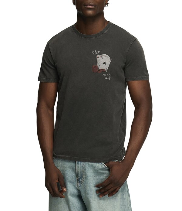 ラッキーブランド メンズ トップス シャツ Lucky Brand Short Sleevegas Poker Club Tee Jet Black ブラック|ReVida 店