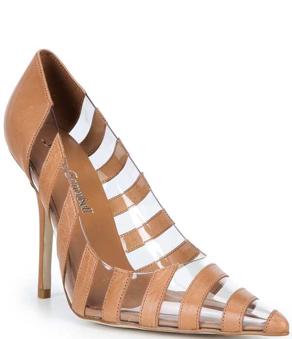 ジェフリー キャンベル レディース シューズ 踵 Jeffrey Campbell Opaque Clear Stripe Pumps Tan Clear タン