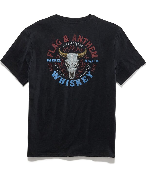 信号旗 アンド アンセム メンズ トップス プルオーバー Flag and Anthem Short Sleeve Bullskull Slub T-Shirt Black 黒いこと