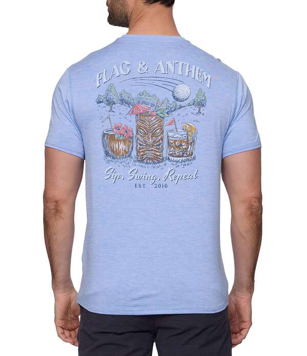 信号旗 アンド アンセム メンズ トップス プルオーバー グラフィック Flag and Anthem Short Sleeve UPF Performance Graphic T-Shirt Light Blue Heather ギョリュウモドキ