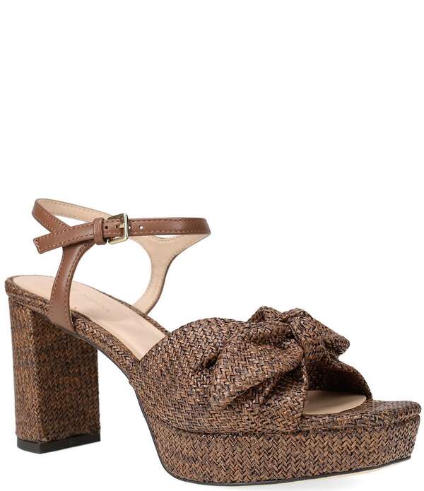 ペレモーダ レディース シューズ サンダル ヒール Pelle Moda Penni Raffia Bow Block Heel Dressandals Chocolate チョコレート|ReVida 店