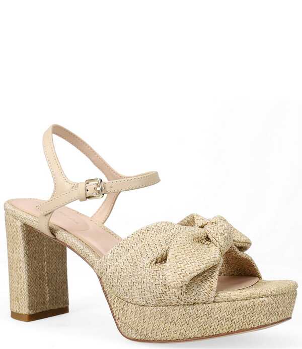 ペレモーダ レディース シューズ サンダル ヒール Pelle Moda Penni Raffia Bow Block Heel Dressandals Natural｜ReVida 店