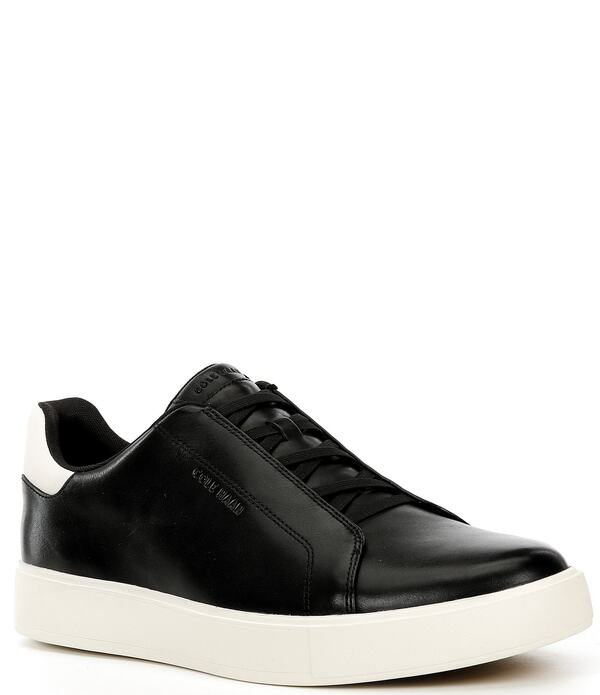 電話を掛けるハーン メンズ シューズ スリッポン・ローファー スニーカー 色つや立ちはだかる なめし革 Cole Haan Men\u0027s GrandPro Colorblock Leather Luxe Slip On Sneakers Black/Ivory 象牙色
