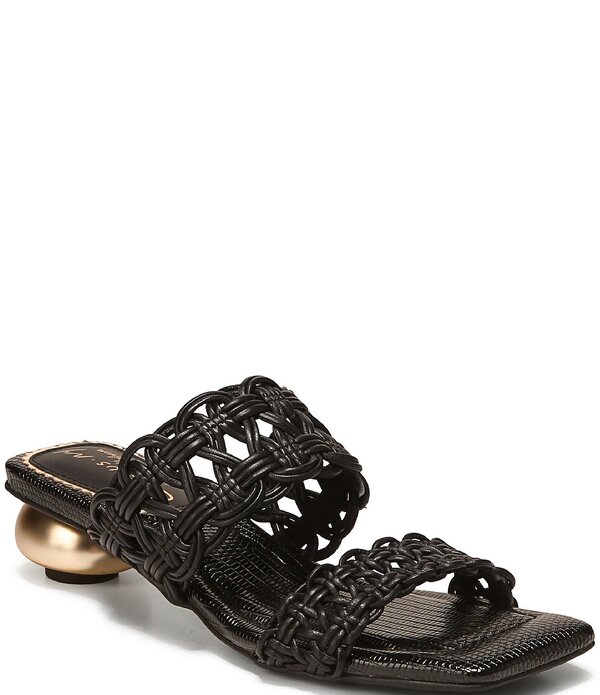 サムエデルマン レディース シューズ 踵 サンダル なめし革 Circus NY by Sam Edelman Clover Woven Leather Sculpted Heel Slip On Dressandals Black 黒いこと