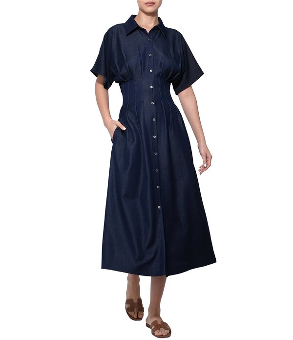 アドレイン ラエ レディース トップス 衣裳 MIDI ティーシャツ ジーンズ Adelyn Rae Short Sleeve Denimidi Shirt Dress Denim Blue ジーンズ レディースファッション-ワンピース