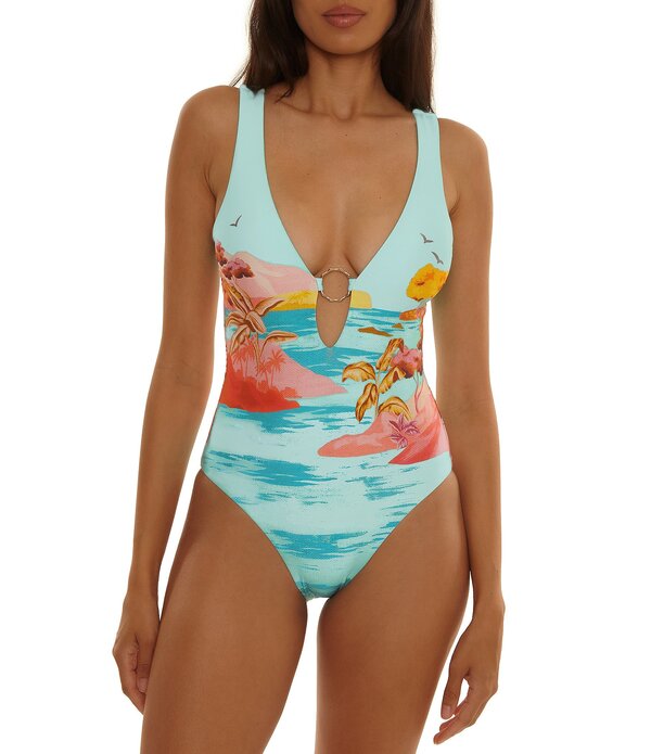 トリーナターク レディース トップス ワンピース Trina Turk Cyclades Bamboo Ring Plunge One Piece Swimsuit Multi マルチカラー|ReVida 店