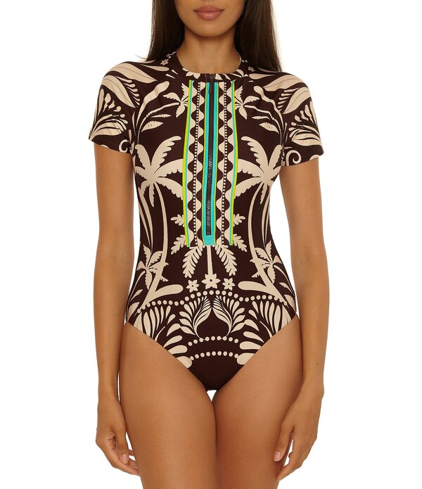 トリーナターク レディース トップス ワンピース Trina Turk Syroshort Sleeve Zip Front One Piece Swimsuit Multi マルチカラー|ReVida 店