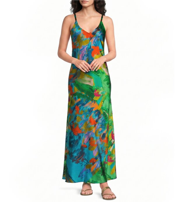 ジョニーワズ レディース トップス ワンピース Vネック プリント ノースリーブ JOHNNY WAS Kanako Torenia Scarf Print V-Neck Sleeveless Dress Torenia Scarf|ReVida 店