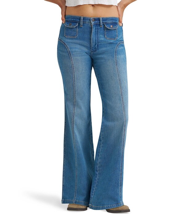 ラングラー レディース ボトムス ジーンズズボン下 太陽面爆発 デニム Wrangler Seamed 70s High Rise Flare Leg Denim Jeans Hazy Horizon ジーンズ