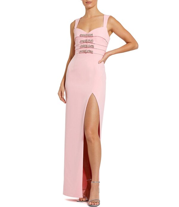 マックダガル レディース トップス ワンピース クレープ ノースリーブ Mac Duggal Crepembellished Bow Detail Sleeveless Gown Blush ブラッシュ｜ReVida 店