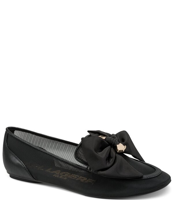 カール ラガーフェルド レディース シューズ スリッポン・ローファー KARLAGERFELD PARIS Vasilisa Bow Slip On Flats Black ブラック｜ReVida 店