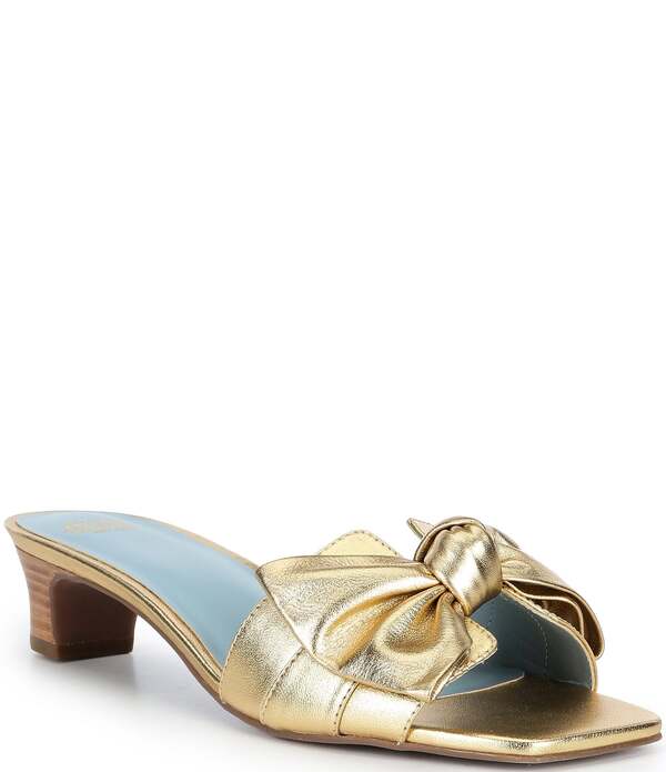 フランセスバレンタイン レディース シューズ 踵 サンダル なめし革 Frances Valentine Sandy Leather Bow Slide Sandals Platino