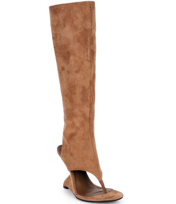 ジェフリー キャンベル レディース シューズ サンダル トール スエード ブーツ Jeffrey Campbell What's Up Suede Thongladiator Wedge Tall Boots Tan タン｜ReVida 店