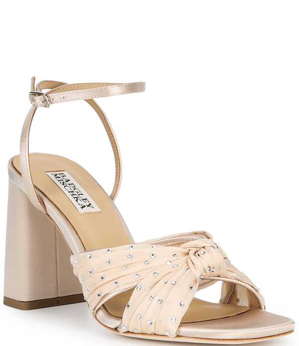 バッジェリーミシュカ レディース シューズ サンダル Badgley Mischka Wila Sparkle Dress Pumps Nude Satin｜ReVida 店 35,620円