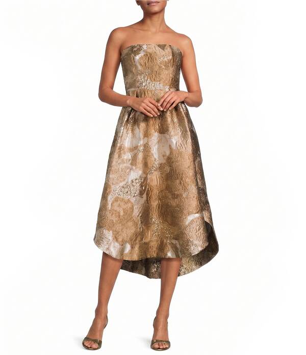 ダナキャラン レディース トップス 衣装 A 生産ライン MIDI トール ストラップレス Donna Karan Metallic Brocade Strapless A-Line Midi Gown Umbria Multi マルチ色合い