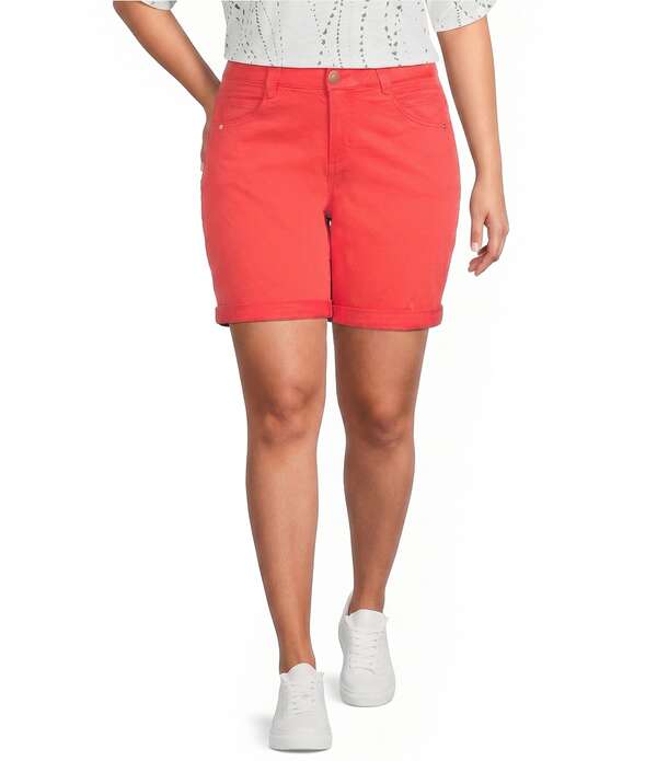 デモクラシー レディース ボトムス ハーフパンツ・ショーツ プラスサイズ ショートパンツ Democracy Plusize Absolution Cuffed Shorts Tangerine タンジェリン|ReVida 店