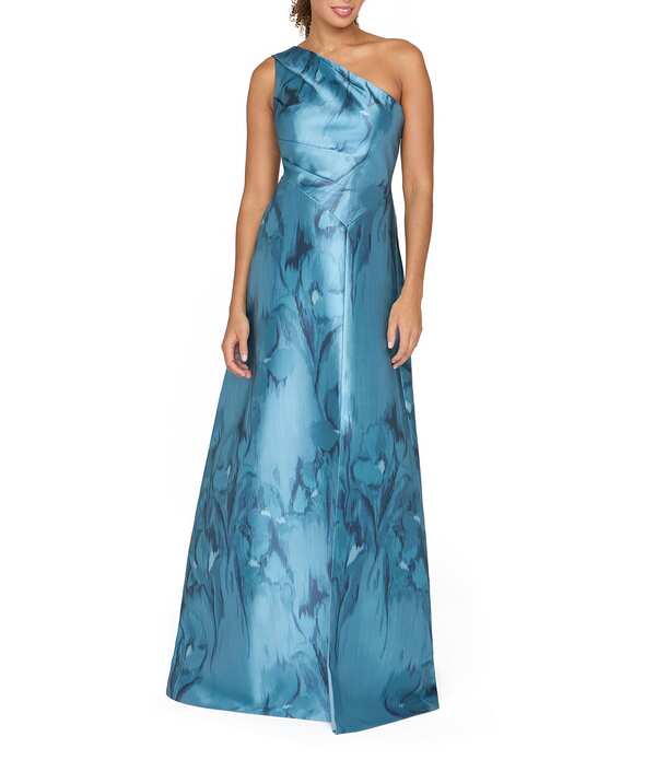 ケイ アンジャー レディース トップス 衣装 A 生産ライン Kay Unger One Shoulder Mikado A-Line Gown Spring Aqua アクア