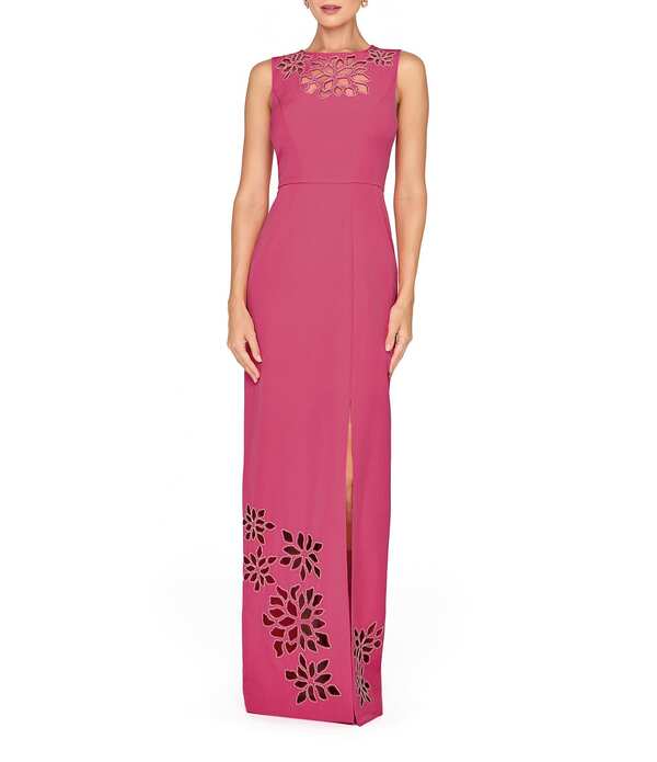ケイ アンジャー レディース トップス 衣装 縮緬 Kay Unger Isobelaser Cut Crepe Column Gown Raspberry