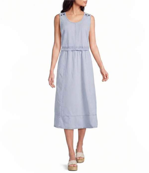 ウエストバウンド レディース トップス ワンピース ミディ ノースリーブ Westbound Scoop Neck Sleeveless Midi Dressky Stripe ストライプ｜ReVida 店