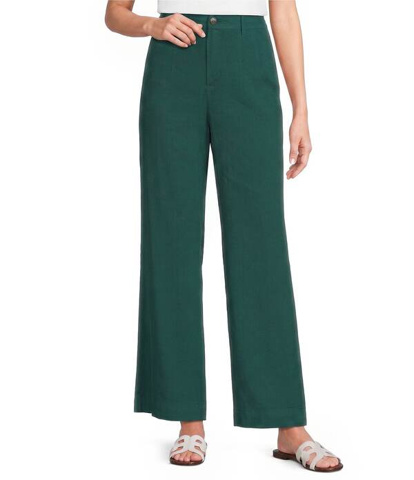 カットフロムザクロス レディース ボトムス デニムパンツ ワイドレッグ リネン KUT from the Kloth Linen Blend Meg High Rise Wide Leg Pants Jungle｜ReVida 店