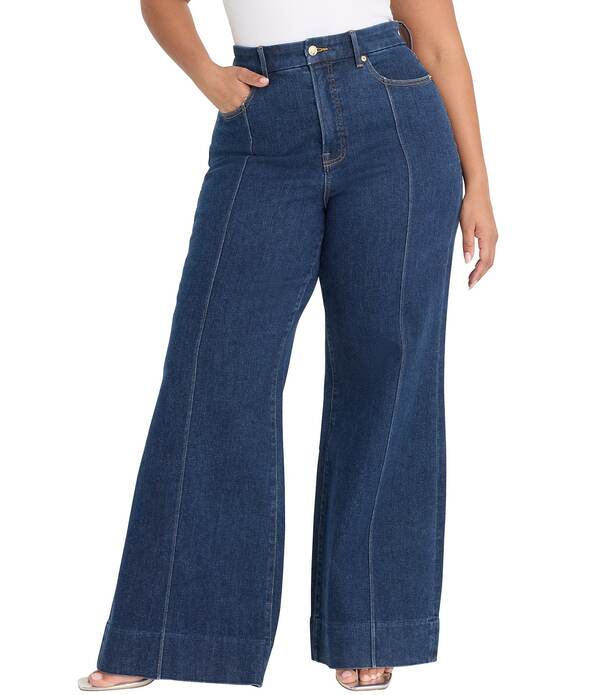 好ましいアメリカン レディース ボトムス ジーンズズボン下 ワイドレッグ つけ加える大きさ デニム Good American Plusize Good Waist High Rise Wide Leg Palazzo Coordinating Denim Jeans Indigo1169 ジーンズ